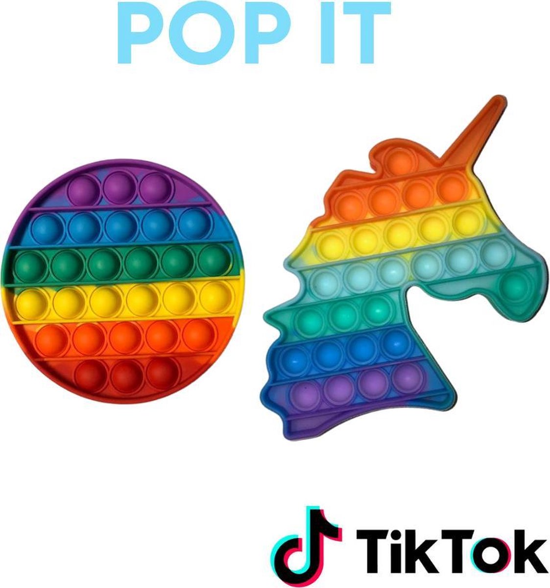 2 in1 Pop It Fidget Toy | TikTok trend 2021 Bubbel pop  | Eenhoorn regenboog & Cirkel Regenboog